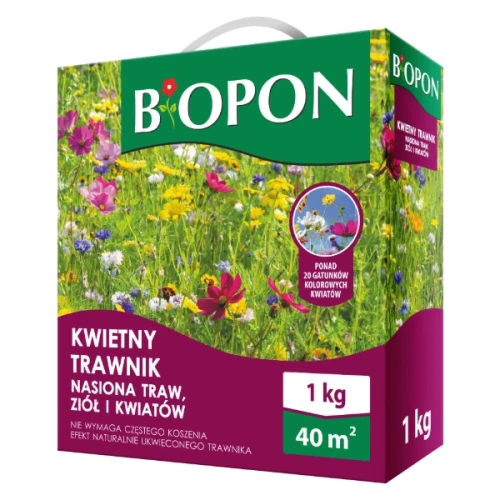 Kwietny trawnik - łąka - nasiona traw, ziół i kwiatów Bopon.