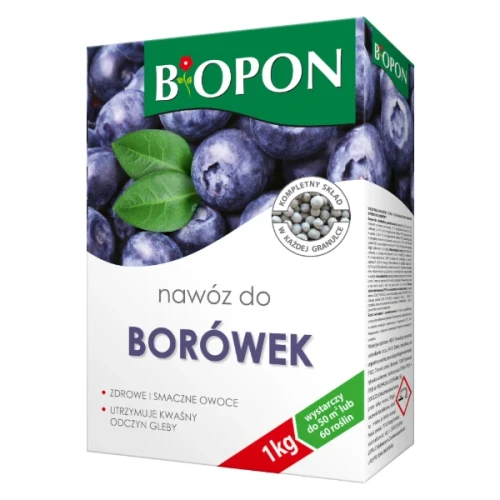 Nawóz do borówek i roślin kwaśnolubnych granulowany BOPON, karton 1 kg.