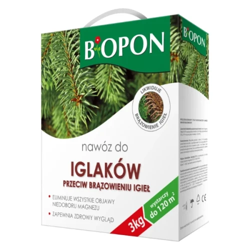 Nawóz do iglaków przeciw brązowieniu igieł granulowany Bopon, karton 3 kg.