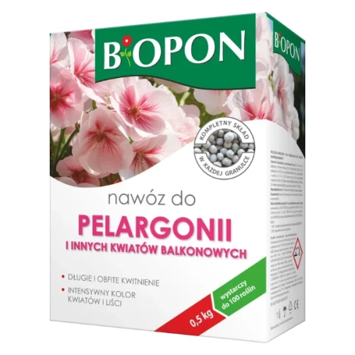 Wzmacniający nawóz do pelargonii Bopon, karton 500 g.