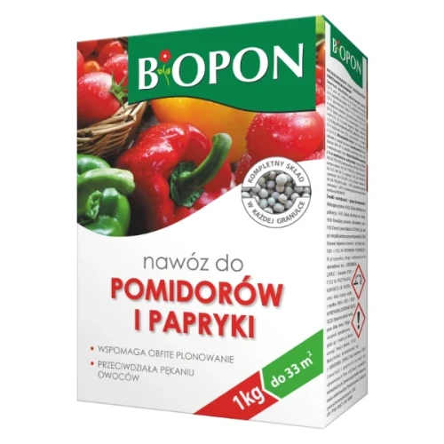 Specjalistyczny nawóz granulowany do pomidorów i papryk Bopon, karton 1 kg.