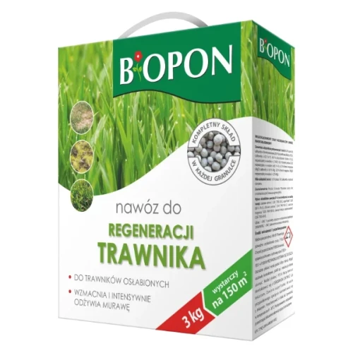 Regeneracyjny nawóz do trawnika BOPON w granulacie, karton 3 kg.