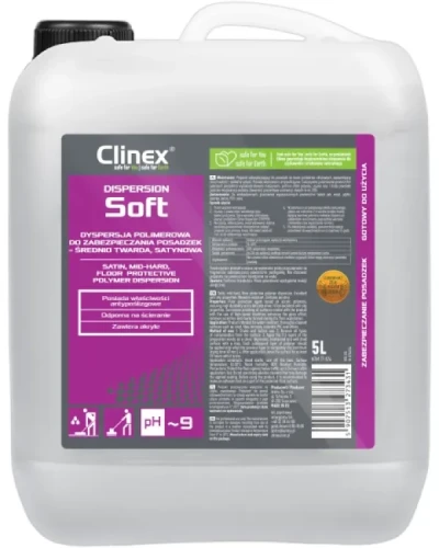 Clinex Dispersion Soft - profesjonalny preparat zabezpieczający do posadzek, oparty na bazie polimerów akrylowych. Butla 5 L.