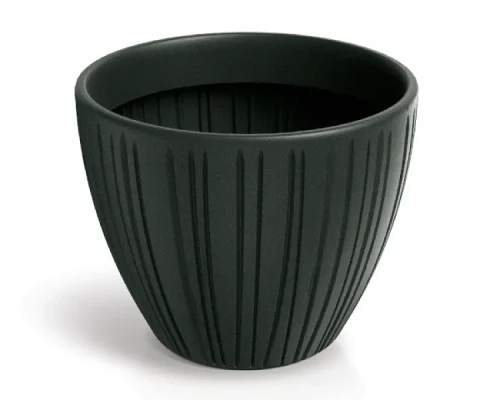 Zdjęcie czarnej donicy ozdobnej do kwiatów Fero Round w rozmiarze 48 cm.