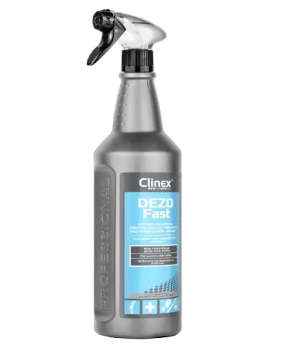 Cllinex DEZOFast - uniwersalny środek dezynfekująco-myjący, opakowanie: butelka 1 L ze spryskiwaczem.