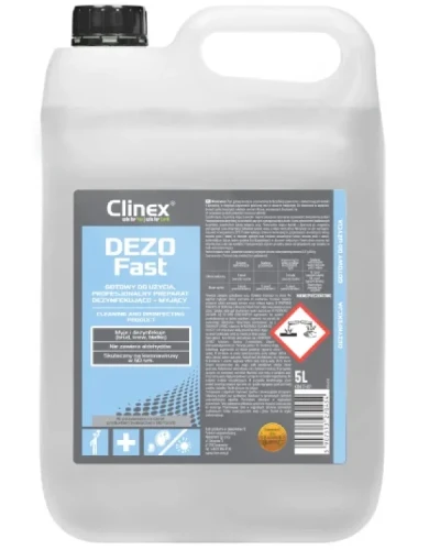 Clinex DEZOFast - uniwersalny środek dezynfekująco-myjący, opakowanie: kanister 5 L.
