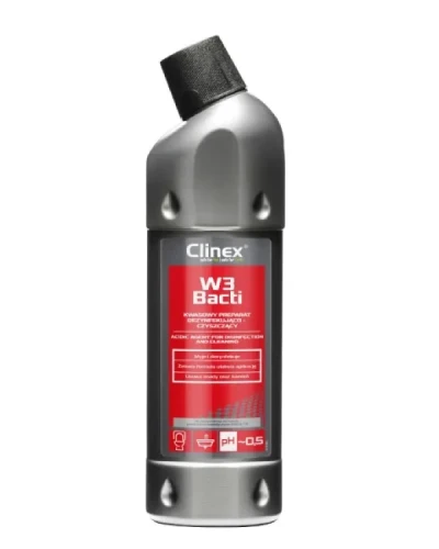 Clinex W3 Bacti - płyn do czyszczenia i dezynfekcji sanitariatów, opakowanie: butelka 1 L.