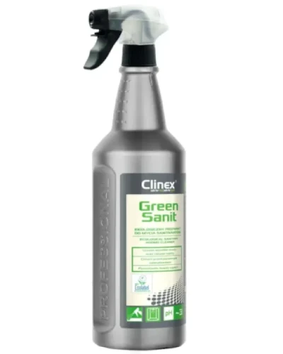 Clinex Green Sanit - ekologiczny środek do mycia sanitariatów, opakowanie: butelka 1 L ze spryskiwaczem.