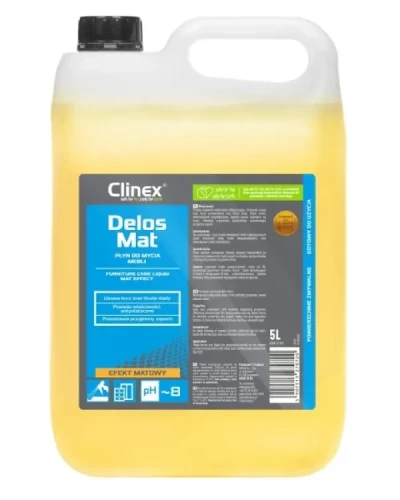 Clinex Delos Mat - płyn do czyszczenia mebli drewnianych, opakowanie: butelka 5 L.