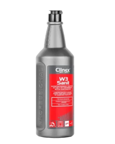 Clinex W3 Sanit - Profesjonalny płyn do codziennego mycia łazienki, opakowanie: butelka 1 L.