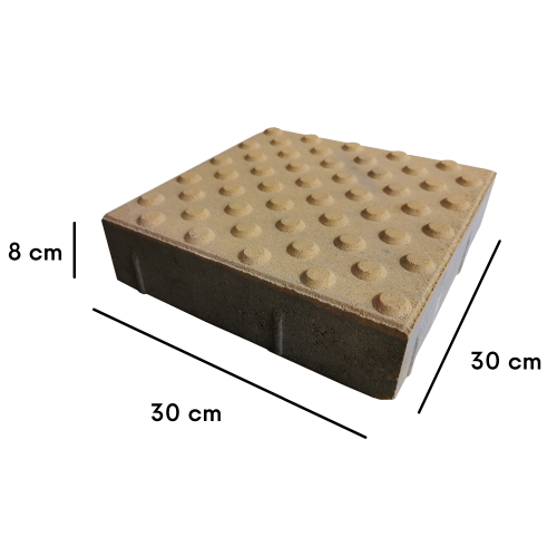 płytka ostrzegawcza na białym tle szerokość 30 cm długość 30 cm wysokość 8 cm