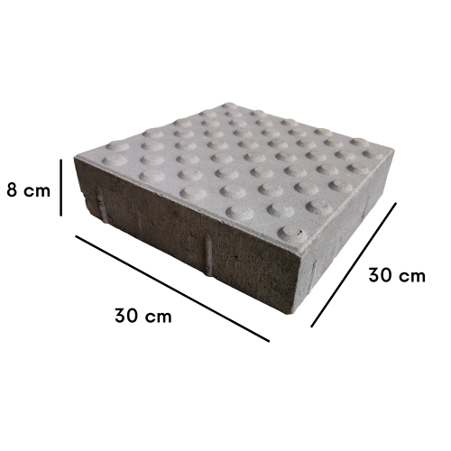 płytka integracyjna ostrzegawcza biała szerokość 30 cm długość 30 cm wysokość 8 cm