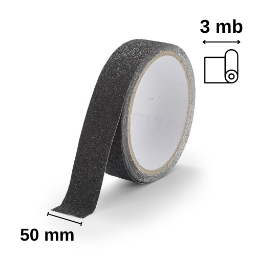 Taśma antypoślizgowa do powierzchni nieregularnych 50 mm x 3 m czarna na rolce.