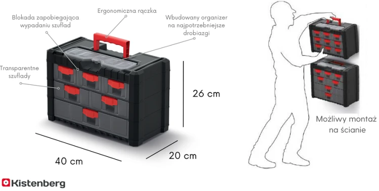 Organizer na części 6 szuflad 40 cm Kistenberg Multicase Cargo