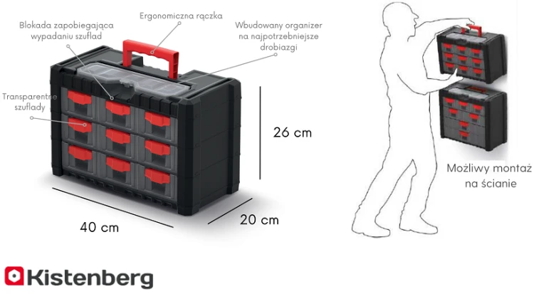 Organizer na części 9 szuflad 40 cm Kistenberg Multicase Cargo