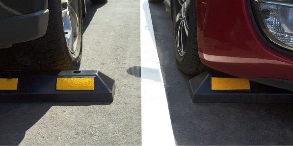 Przykład użycia odbojnika parkingowego jako separatora