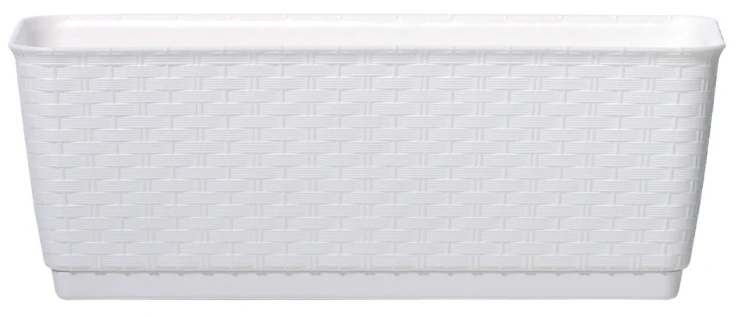 Doniczka rattan z podstawką biała 39 cm Ratolla P - 2