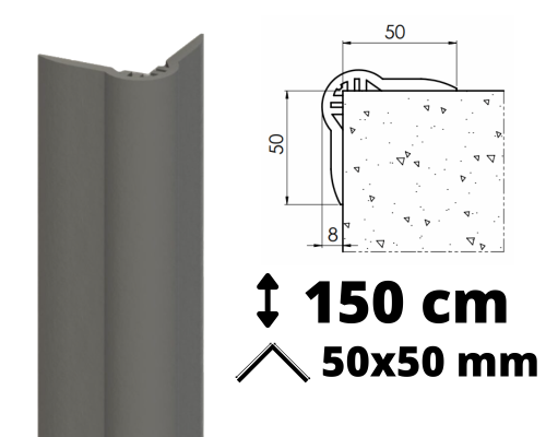 Narożnik gumowy Flex 150 cm, 50x50 mm.