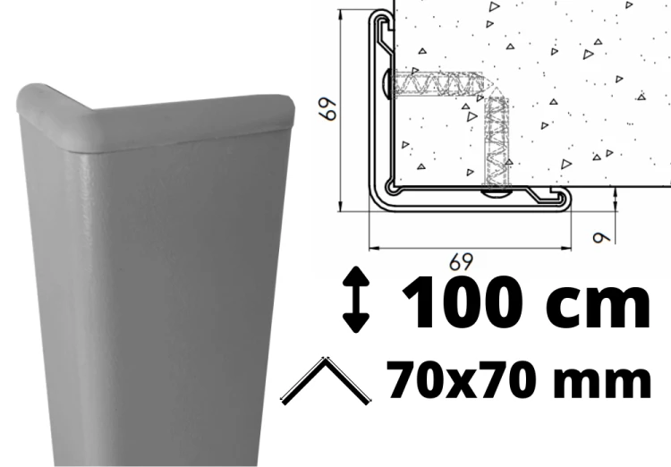 Narożnik PVC + rdzeń aluminium 100 cm ConvexAL