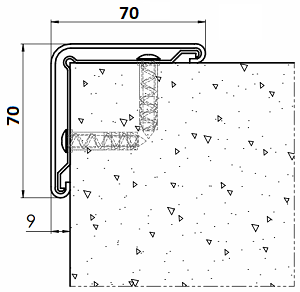 Narożnik PVC + rdzeń aluminium 150 cm ConvexAL schemat