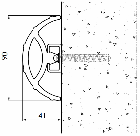 Ogranicznik gumowy na ścianę 100 cm czarny