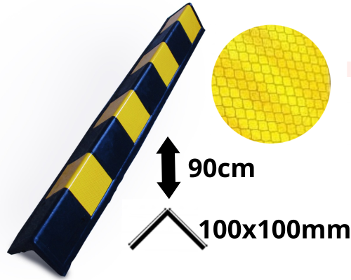 Narożnik gumowy odblaskowy 90cm żółto-czarny
