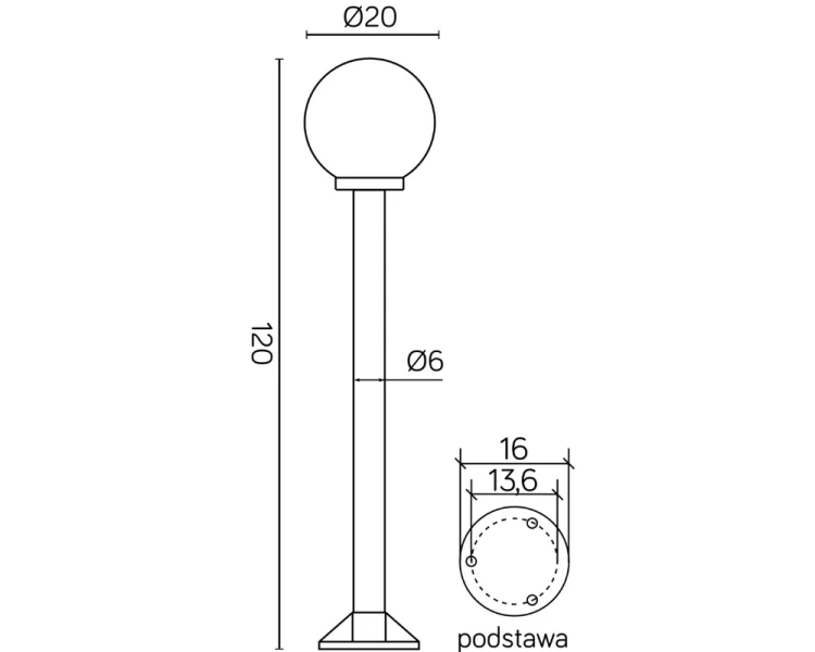 Latarnia oświetleniowa do ogrodu 120 cm K 50022K 200 rysunek techniczny.png