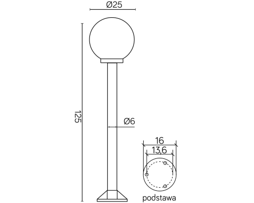 Latarnia do ogrodu kula 125 cm K 50022K 250 rysunek techniczny.png