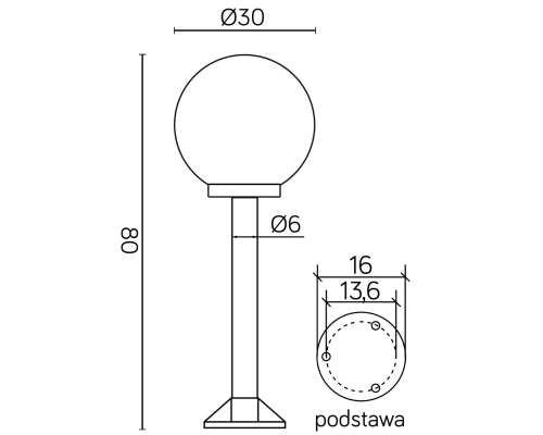 Latarnia niska do ogrodu kula 80 cm K 50023K 300 rysunek techniczny.png