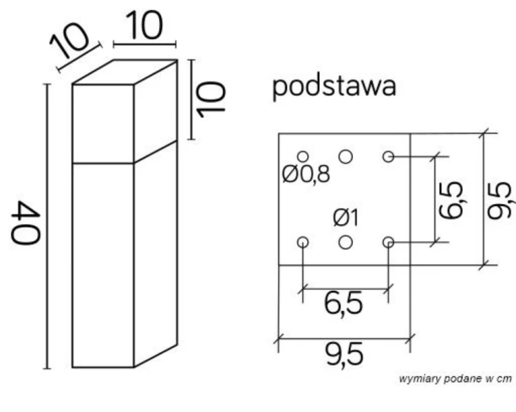 Lampa zewnętrzna słupek ogrodowy 40cm ciemny popiel CB-MAX 400 DG - 4
