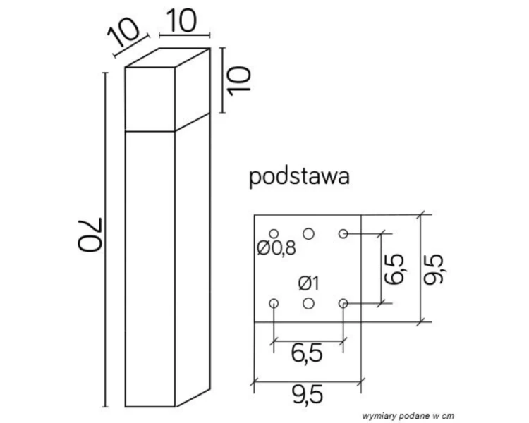 Lampa stojąca oprawa ogrodowa 70cm srebrna CB-MAX 700 AL - 4