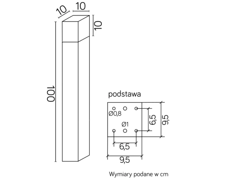 Lampa ogrodowa stojąca wysoka 1m czarna CB-MAX 1000 BL - 4