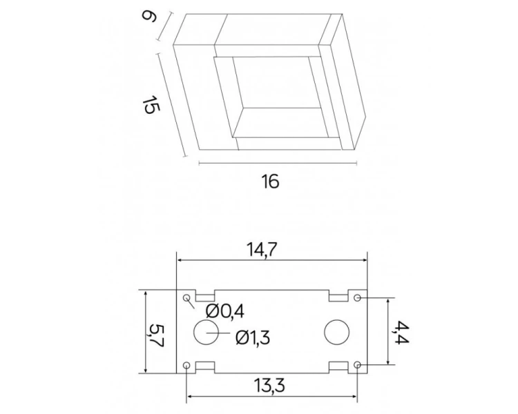 Lampa na elewacje kinkiet ogrodowy dwukierunkowy Form YB19504 rysunek techniczne.png