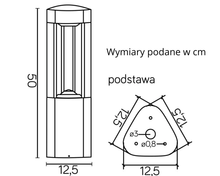 Lampa ogrodowa stojąca słupek 50cm ciemny popiel GL 11204 - 3