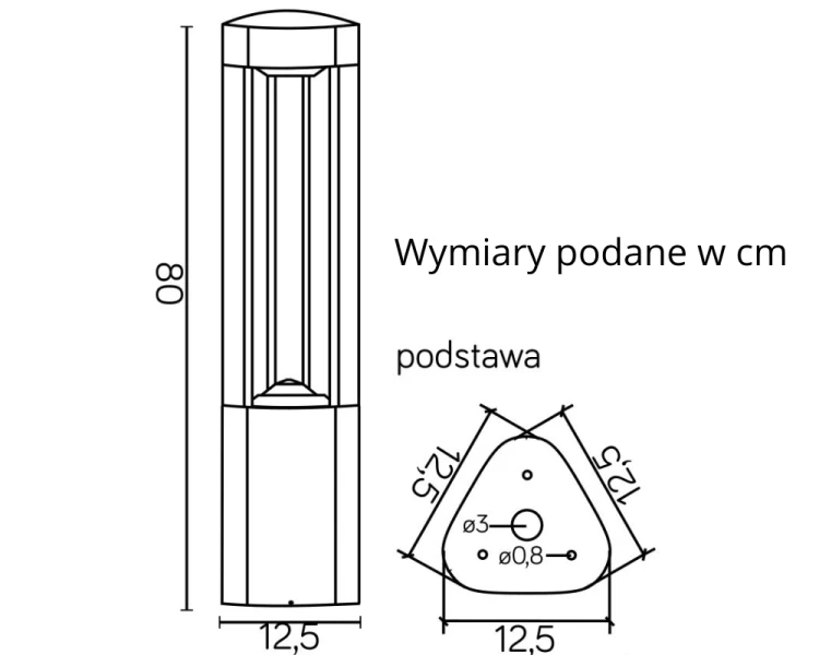 Wysoka lampa do ogrodu słupek 80cm ciemny popiel GL 11205 - 2
