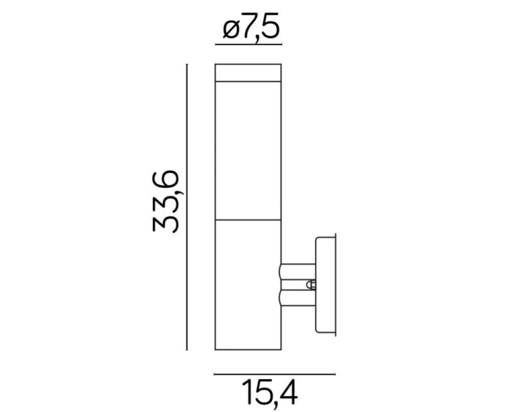 Kinkiet ogrodowy prosty lampa ścienna stalowa ST 025 rysunek techniczny.png