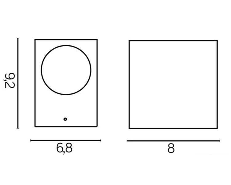 Kinkiet ogrodowy IP44 lampa ogrodowa srebrna 8cm Mini 5001 BR rysunek techniczny.png