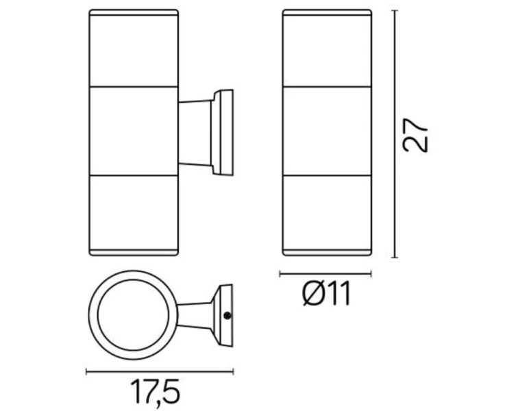 Lampa ścienna srebrna kinkiet ogrodowy dwukierunkowy 7001 AL rysunek techniczny.png