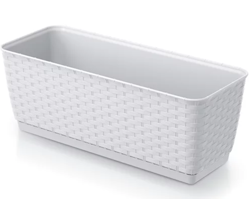 Doniczka rattan z podstawką biała 39 cm Ratolla P
