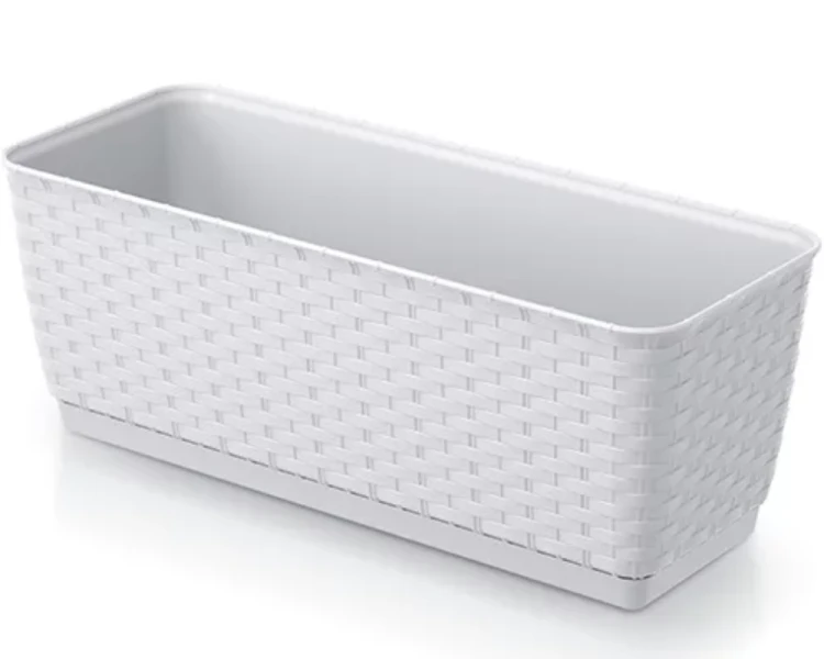 Doniczka rattan z podstawką biała 39 cm Ratolla P