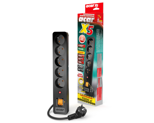 Listwa elektryczna zasilająca bezpieczna 1,5m czarna ACAR X5 - 2