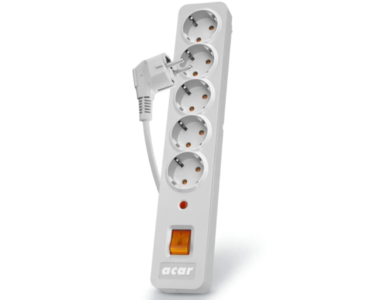 Bezpieczna listwa zasilająca 5 gniazd 3m szara ACAR X5 SCHUKO