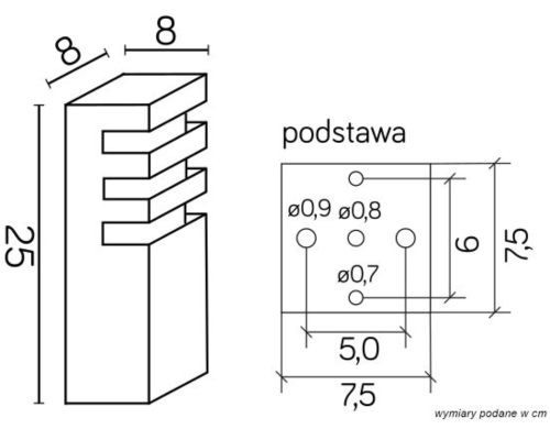 Lampa do ogrodu stojąca słupek 25cm czarny RADO 3 AL - 2
