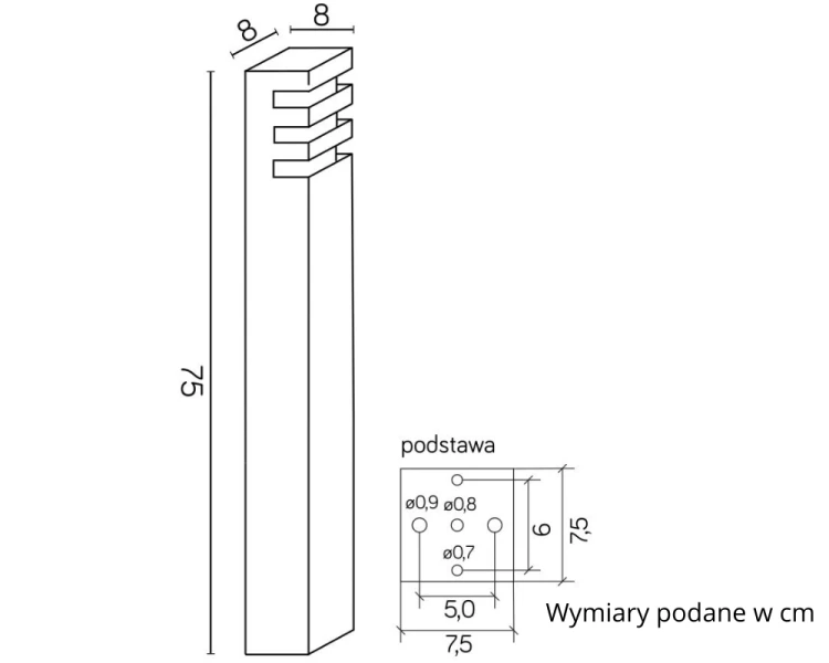 Lampa stojąca ogrodowa wysoka 75cm czarna RADO 1 BL