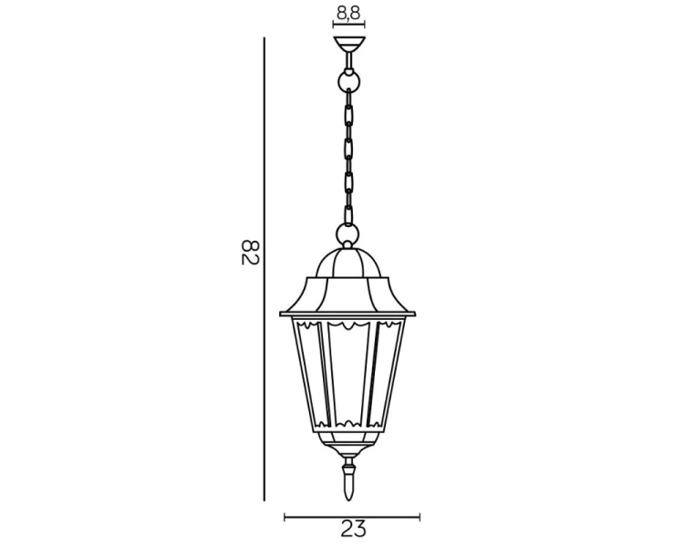 Lampa wisząca do ogrodu na łańcuchu 82cm czarna Retro Classic II K 1018/1/DH rysunek techniczny.png