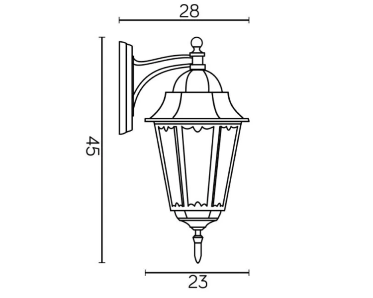 Lampa ścienna do ogrodu vintage czarna Retro Classic II K 3012/1/DH rysunek techniczny
