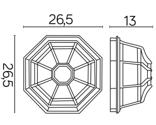 Plafon ścienny zewnętrzny vintage czarny Retro Classic K 3012/P SZ rysunek techniczny