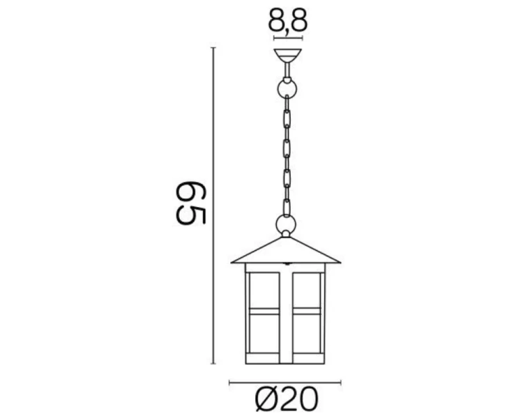 Lampa wisząca do ogrodu okrągła 65cm czarna Cordoba K 1018/1/TD rysunek techniczny