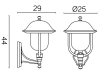 Lampa elewacyjna do ogrodu okrągła czarna Prince K 3012/1/O G rysunek techniczny