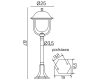 Lampa stojąca do ogrodu z okrągłym kloszem 87 cm czarna Prince K 5002/3/O rysunek techniczny